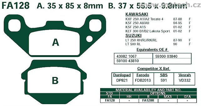 Brzdové destičky EBC - FA128R - Kliknutím na obrázek zavřete