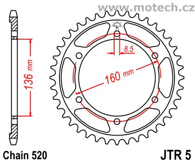 Rozeta JTR5-47 pro: BMW F650 / Pegaso 650 - Kliknutím na obrázek zavřete