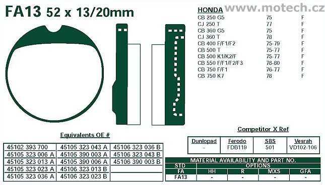 Brzdové destičky EBC - FA13 - Kliknutím na obrázek zavřete