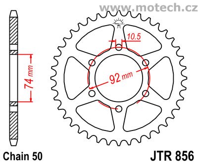 Rozeta JTR856-46 pro: YAMAHA XJ 500 - Kliknutím na obrázek zavřete
