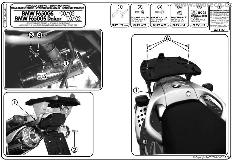 K6390 - nosič horního kufru Kappa - BMW F 650 GS (00-03) - Kliknutím na obrázek zavřete