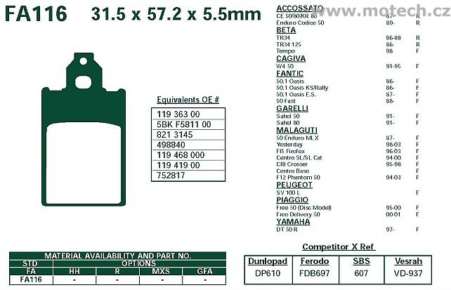 Brzdové destičky EBC - FA116 - Kliknutím na obrázek zavřete