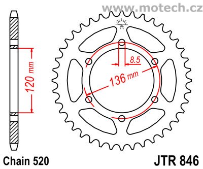 Rozeta JTR846-37 pro: YAMAHA SRX 600 - Kliknutím na obrázek zavřete
