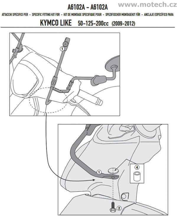 A6102A - montážní sada plexi Kappa - KYMCO Like 50 125 200i (09-16) - Kliknutím na obrázek zavřete