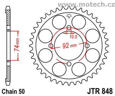 Rozeta JTR848-39 pro: YAMAHA RD 350LC - Kliknutím na obrázek zavřete