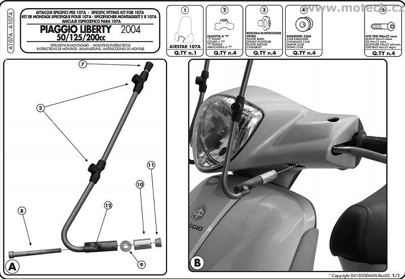 Montážní sada A107A - PIAGGIO Liberty 50-125-150 (09-12) - Kliknutím na obrázek zavřete