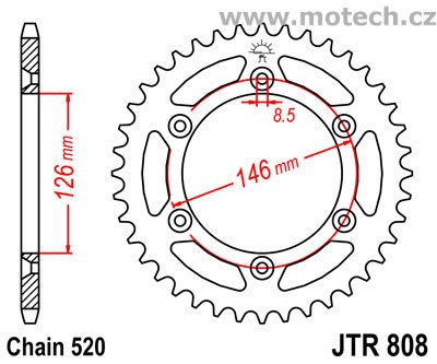 Rozeta JTA808-52 pro: SUZUKI RM 125/RM 250 - Kliknutím na obrázek zavřete