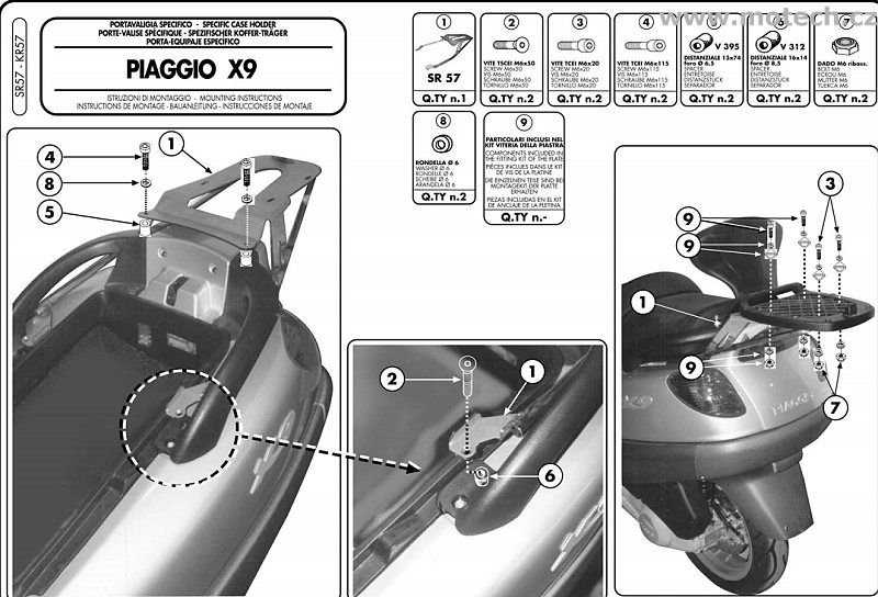 Nosič kufru - plotna Kappa - KR57 - PIAGGIO X9 500 (01-02) - Kliknutím na obrázek zavřete
