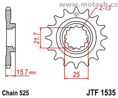 Kolečko JTF1535-15 pro: KAWASAKI ZX-6R DID525 - Kliknutím na obrázek zavřete