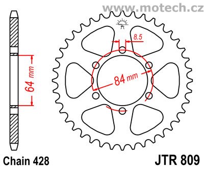 Rozeta JTR809-53 pro: SUZUKI DR 125 - Kliknutím na obrázek zavřete
