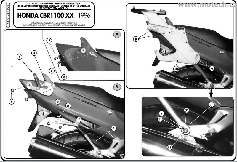 K8158 - montážní kit Kappa - HONDA CBR 1100 XX (97-09) - Kliknutím na obrázek zavřete