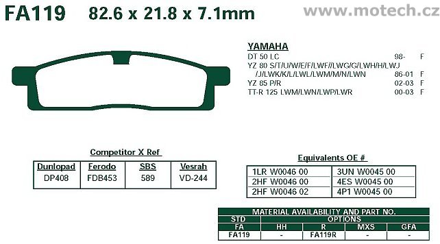Brzdové destičky EBC - FA119R - Kliknutím na obrázek zavřete