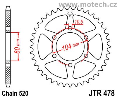 Rozeta JTA478-40 pro: KAWASAKI ZX-10R - Kliknutím na obrázek zavřete
