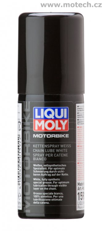 LIQUI MOLY Motorbike - bílý tuk na řetězy motocyklů ve spreji 50ml - Kliknutím na obrázek zavřete