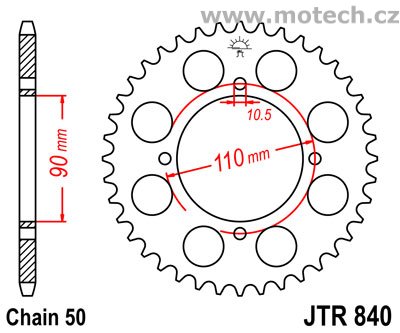 Rozeta JTR840-38 pro: YAMAHA XS 400 DOHC - Kliknutím na obrázek zavřete