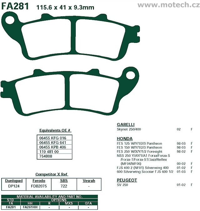 Brzdové destičky EBC - FA281 - Kliknutím na obrázek zavřete