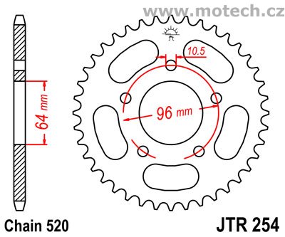 Rozeta JTR254-37 pro: HONDA CBF 250 - Kliknutím na obrázek zavřete