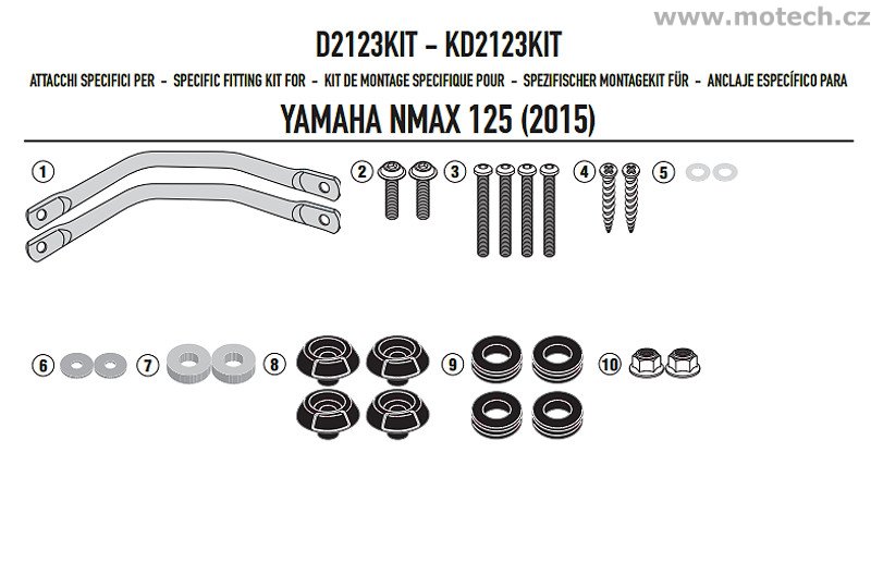 D2123KIT - montážní sada plexi Kappa - YAMAHA N Max 125 (15-16) - Kliknutím na obrázek zavřete