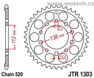 Rozeta JTA1303-45 pro: HONDA CBR 600F - Kliknutím na obrázek zavřete