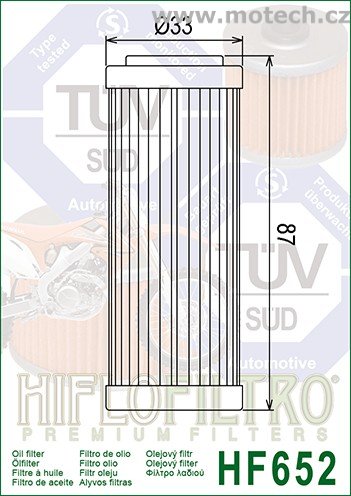 Olejový filtr HF652 - Kliknutím na obrázek zavřete