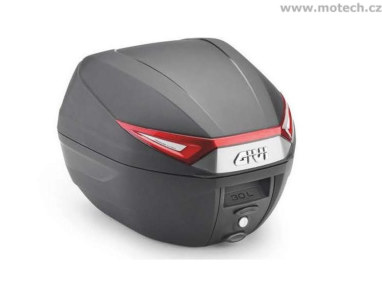 C30N kufr GIVI černý, červené odrazky (Monolock s vlastní plotnou), objem 30 litrů - Kliknutím na obrázek zavřete