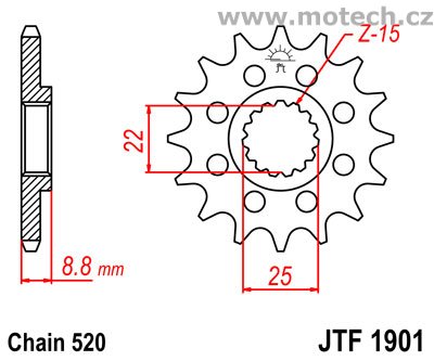 Kolečko JTF1901-14 pro: KTM KTM EXC125/200/360 SX360/450F - Kliknutím na obrázek zavřete
