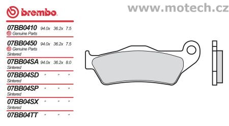 Brzdové destičky Brembo - BRM 07BB0410 - Kliknutím na obrázek zavřete