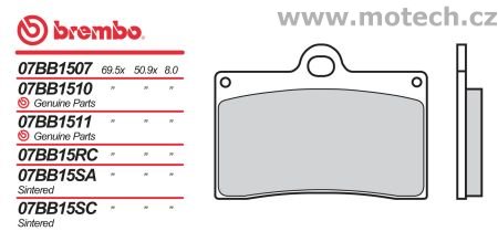 Brzdové destičky Brembo - BRM 07BB1507 - Kliknutím na obrázek zavřete
