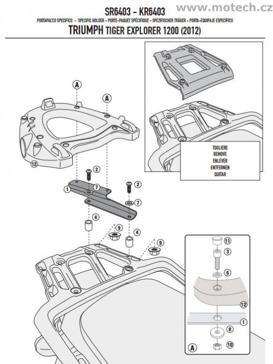 Nosič kufru - plotna monokey Kappa - KR6403 - TRIUMPH Tiger Explorer 1200 (12-13) - Kliknutím na obrázek zavřete