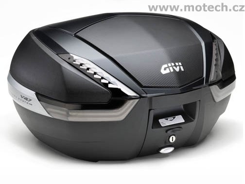 V 47NNT TECH kufr GIVI černý s čirými odrazkami a černým víkem, 47 l (Monokey) - Kliknutím na obrázek zavřete