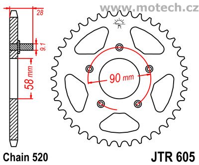 Rozeta JTR605-36 pro: HONDA NSR 125 - Kliknutím na obrázek zavřete