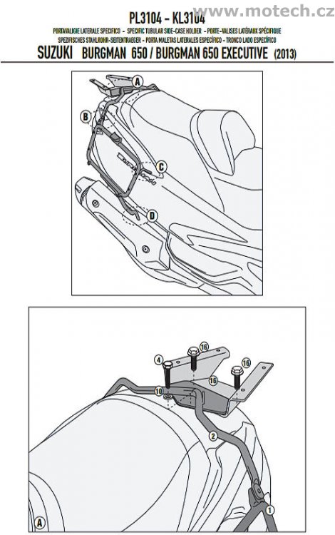 KL3104 - boční nosiče Kappa - SUZUKI 650 Burgman / 650 Burgman Executive (13-16) - Kliknutím na obrázek zavřete