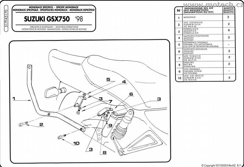 K5170 - nosič horního kufru Kappa - SUZUKI GSX 750 (98-02) - Kliknutím na obrázek zavřete