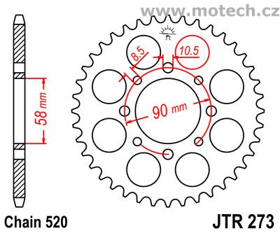 Rozeta JTR273-39 pro: HONDA CA 125S Rebel - Kliknutím na obrázek zavřete