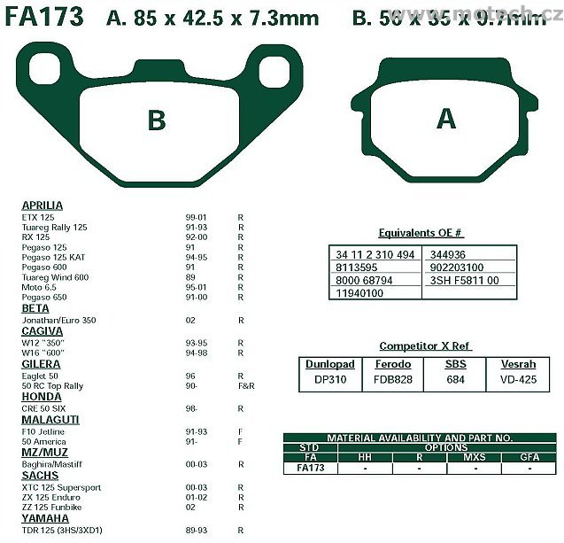 Brzdové destičky EBC - FA173 - Kliknutím na obrázek zavřete