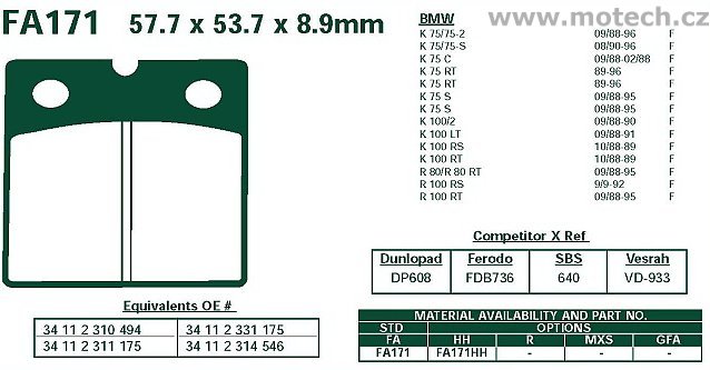 Brzdové destičky EBC - FA171 - Kliknutím na obrázek zavřete