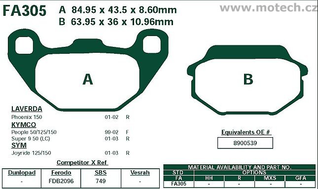 Brzdové destičky EBC - FA305 - Kliknutím na obrázek zavřete