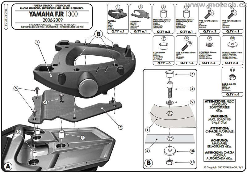 K228 - nosič horního kufru Kappa - YAMAHA FJR 1300 (13-16) - Kliknutím na obrázek zavřete