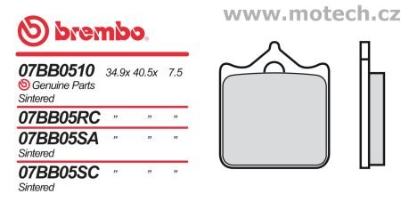 Brzdové destičky Brembo - BRM 07BB05RC - Kliknutím na obrázek zavřete