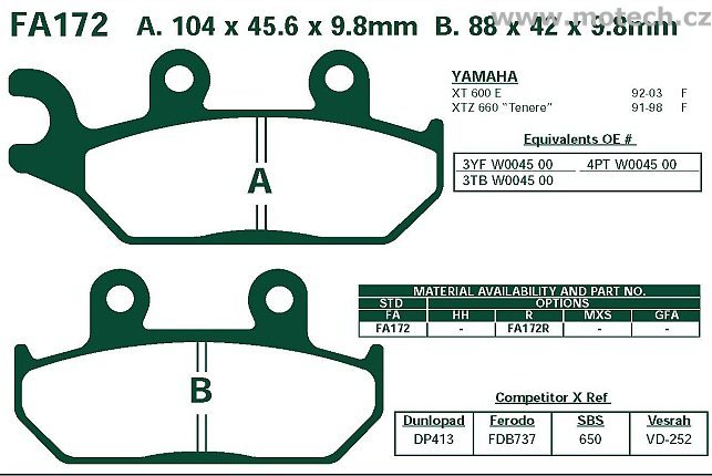 Brzdové destičky EBC - FA172R - Kliknutím na obrázek zavřete