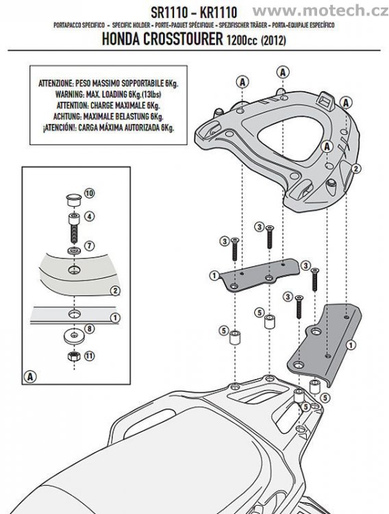 Nosič kufru - plotna monokey Kappa - KR1110 - HONDA Crosstourer 1200 (12) - Kliknutím na obrázek zavřete