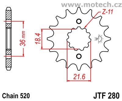 Kolečko JTF280-13 pro: HONDA NX 250 Dominator - Kliknutím na obrázek zavřete