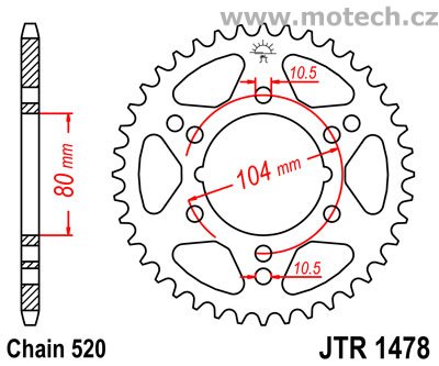 Rozeta JTR1478-40 pro: KAWASAKI ZX-636 - Kliknutím na obrázek zavřete