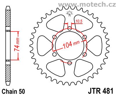 Rozeta JTR481-42 pro: KAWASAKI Z 400J - Kliknutím na obrázek zavřete