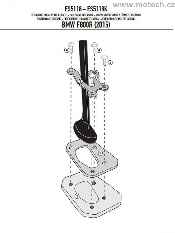 ES5118K - rozšíření plošky stojánku Kappa - BMW F 800 R (15-16) - Kliknutím na obrázek zavřete