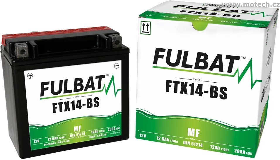 Bezúdržbová baterie FULBAT FTX14-BS (YTX14-BS) - Kliknutím na obrázek zavřete