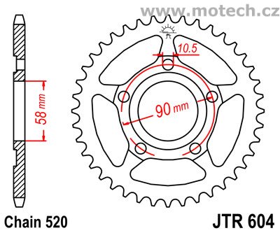 Rozeta JTR604-44 pro: HONDA CRM 125 - Kliknutím na obrázek zavřete