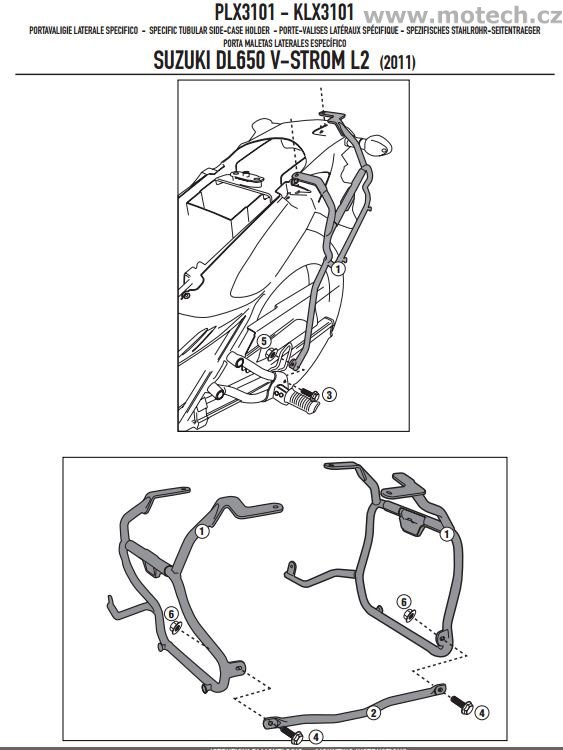 KLX3101 - boční nosiče pro kufry V35/K33 - SUZUKI DL 650 V-Strom L2-L3 (11-13) - Kliknutím na obrázek zavřete