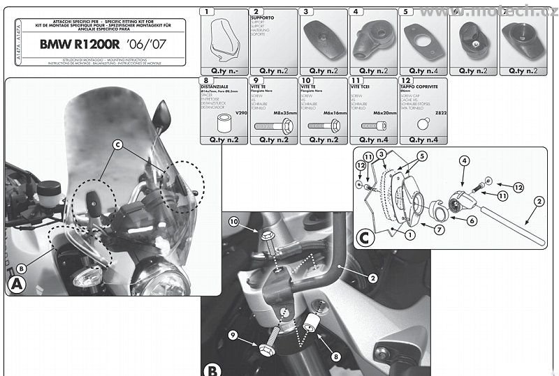 Montážní sada A147A - BMW R 1200 R (06-10) - Kliknutím na obrázek zavřete