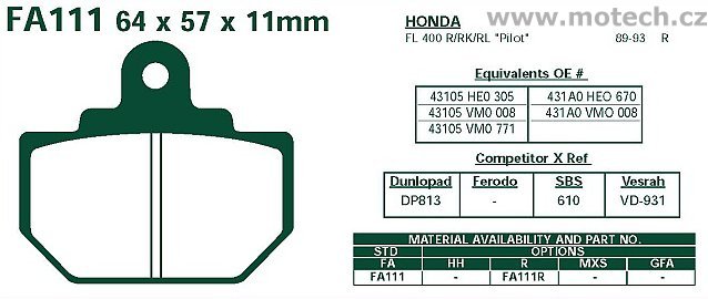 Brzdové destičky EBC - FA111R - Kliknutím na obrázek zavřete